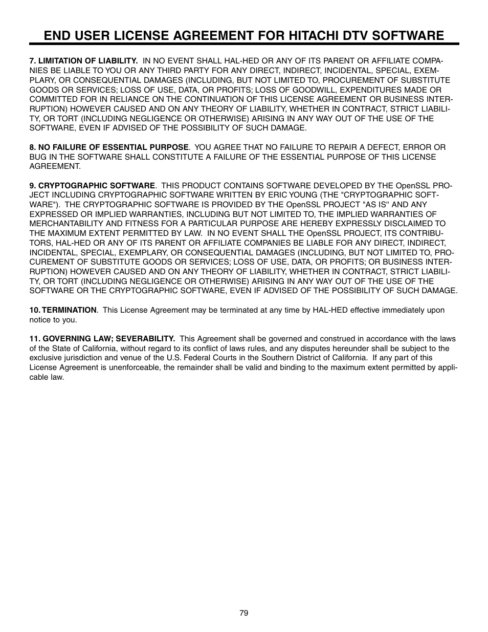 Hitachi 57F710S User Manual | Page 79 / 80