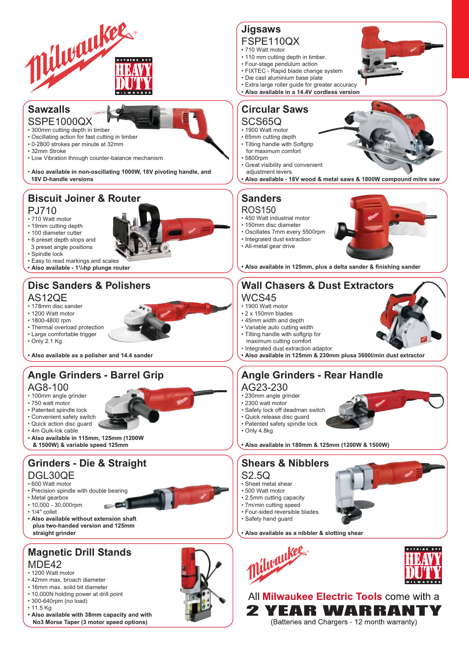 Sawzalls sspe1000qx, Biscuit joiner & router pj710, Wall chasers & dust extractors wcs45 | Circular saws scs65q, Sanders, Disc sanders & polishers as12qe, Jigsaws fspe110qx, Angle grinders - barrel grip ag8-100, Grinders - die & straight dgl30qe, Shears & nibblers s2.5q | Hitachi DS14DVF3 User Manual | Page 26 / 30