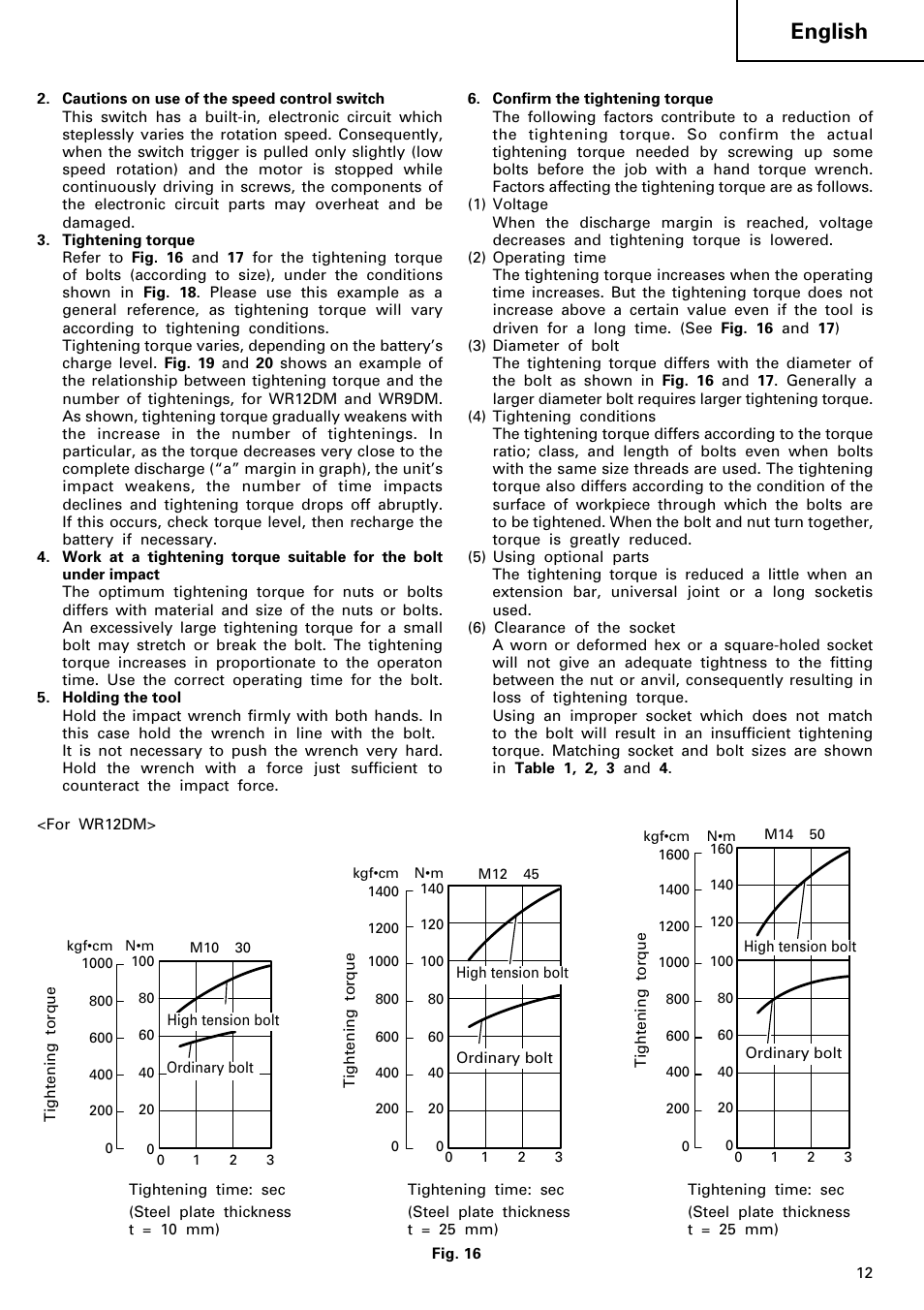 English | Hitachi WR 12DM User Manual | Page 13 / 98