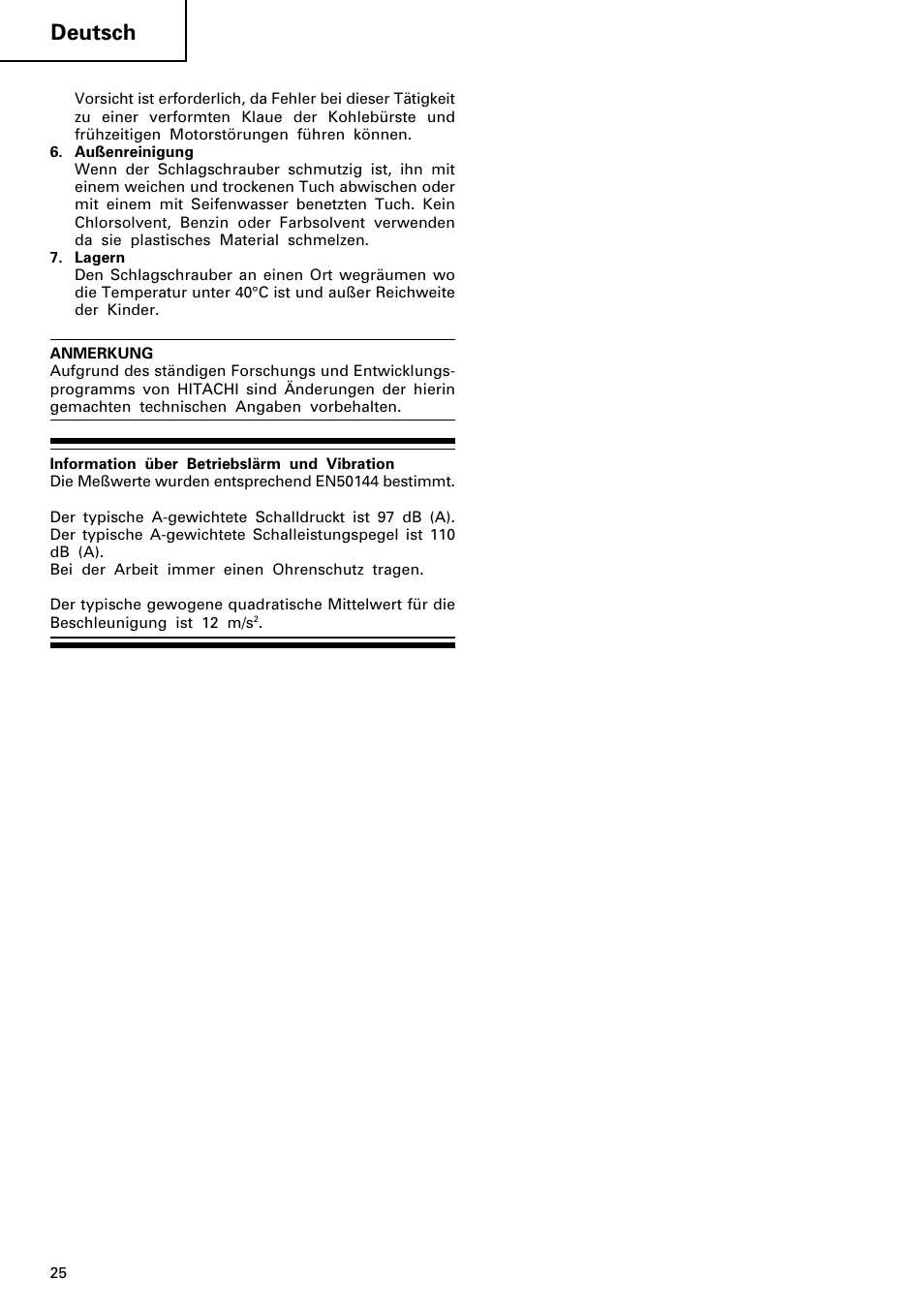 Deutsch | Hitachi WR 12DM User Manual | Page 26 / 98
