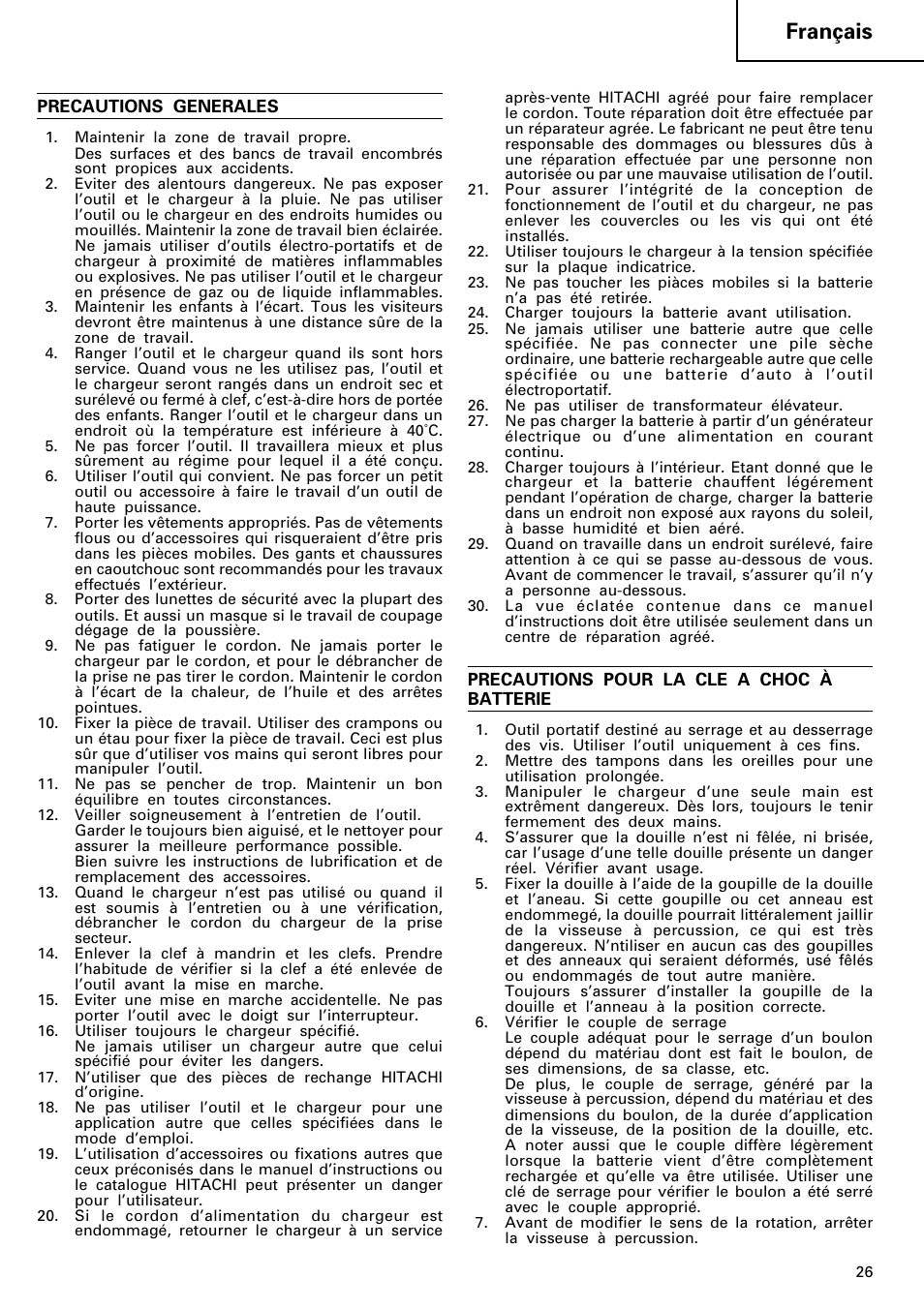 Français | Hitachi WR 12DM User Manual | Page 27 / 98