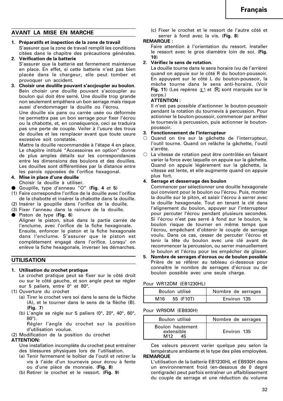 Français | Hitachi WR 12DM User Manual | Page 33 / 98