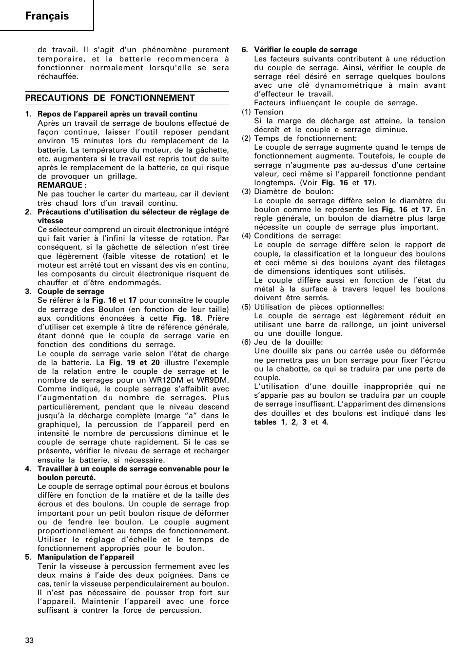 Français | Hitachi WR 12DM User Manual | Page 34 / 98