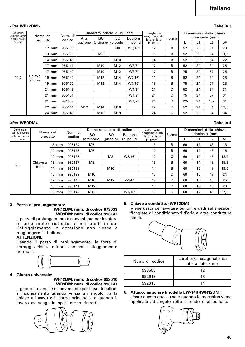 Italiano | Hitachi WR 12DM User Manual | Page 41 / 98