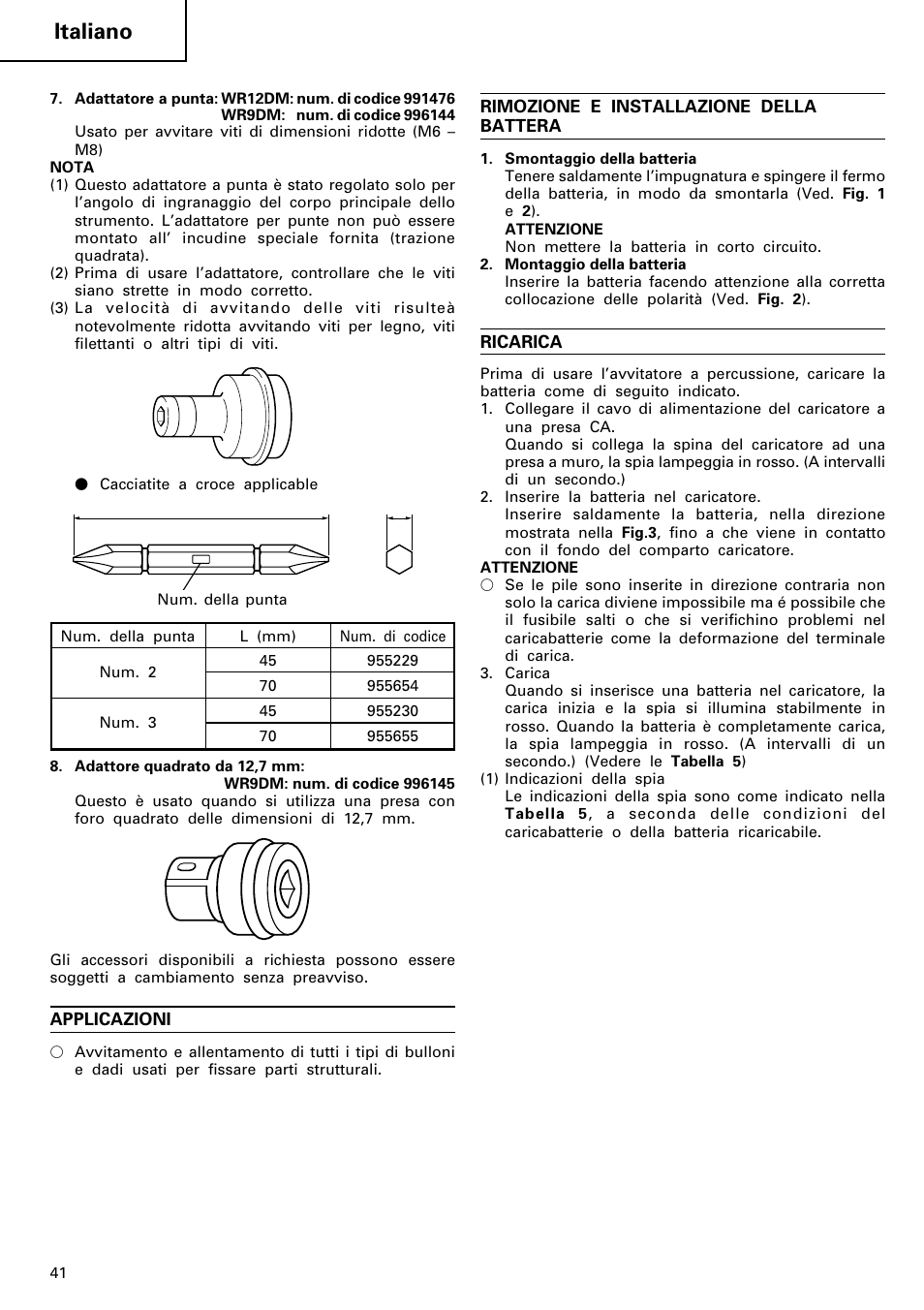Italiano | Hitachi WR 12DM User Manual | Page 42 / 98