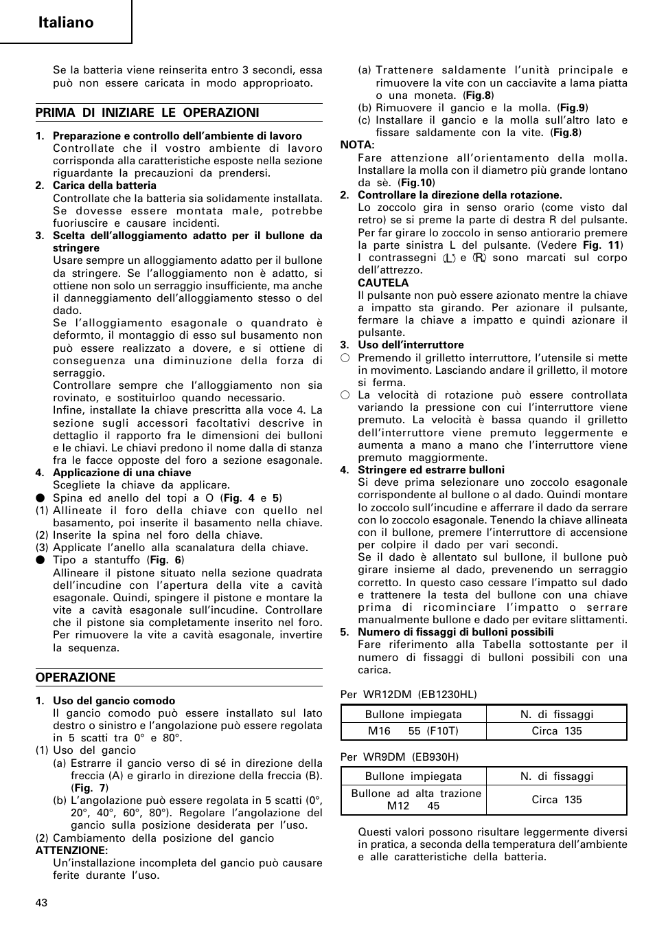 Italiano | Hitachi WR 12DM User Manual | Page 44 / 98