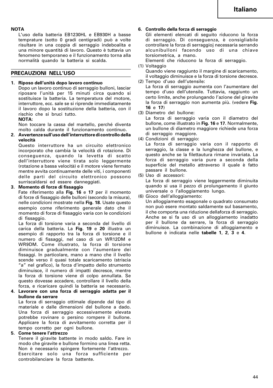 Italiano | Hitachi WR 12DM User Manual | Page 45 / 98