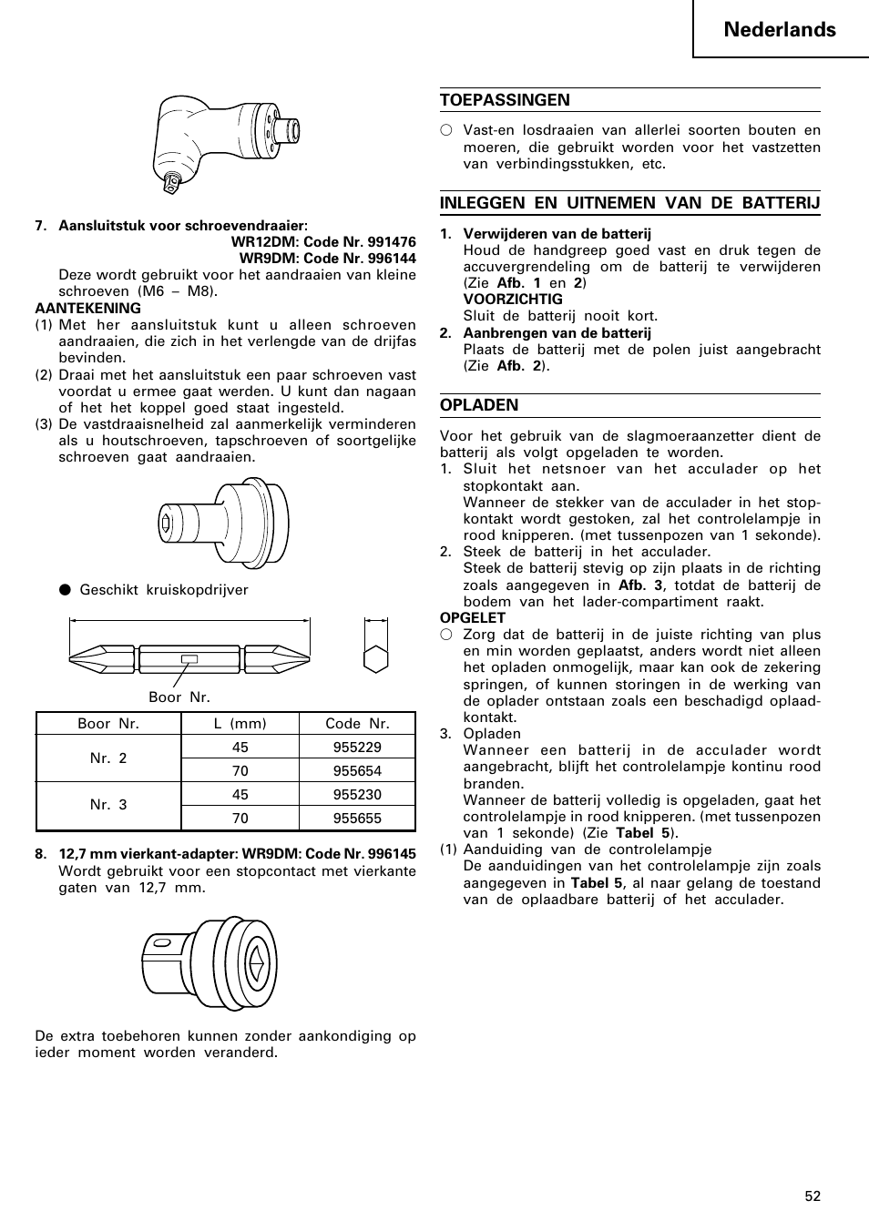 Nederlands | Hitachi WR 12DM User Manual | Page 53 / 98