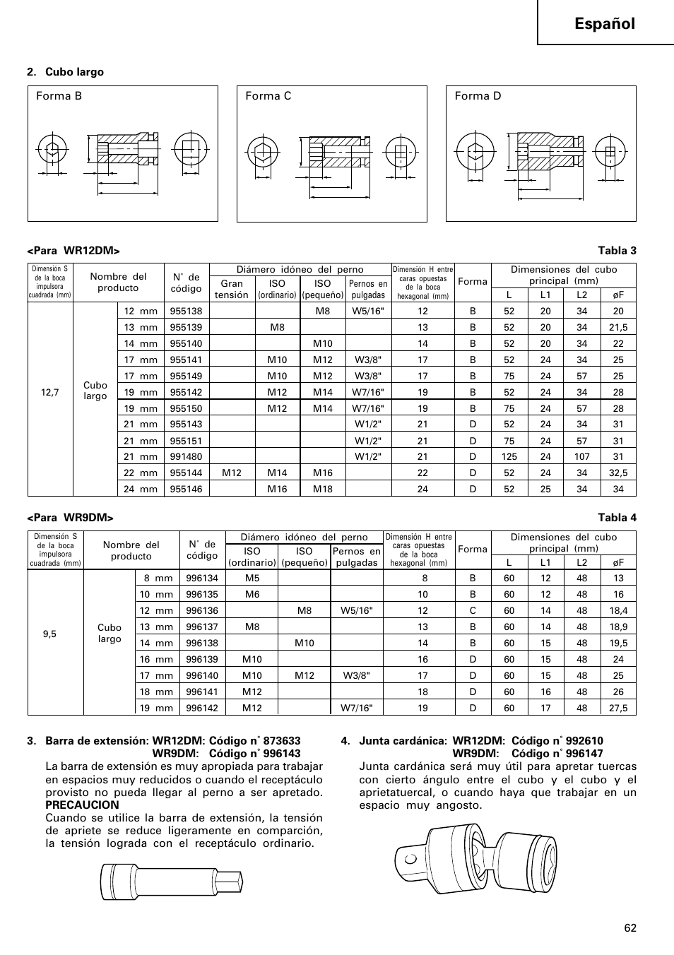 Español | Hitachi WR 12DM User Manual | Page 63 / 98