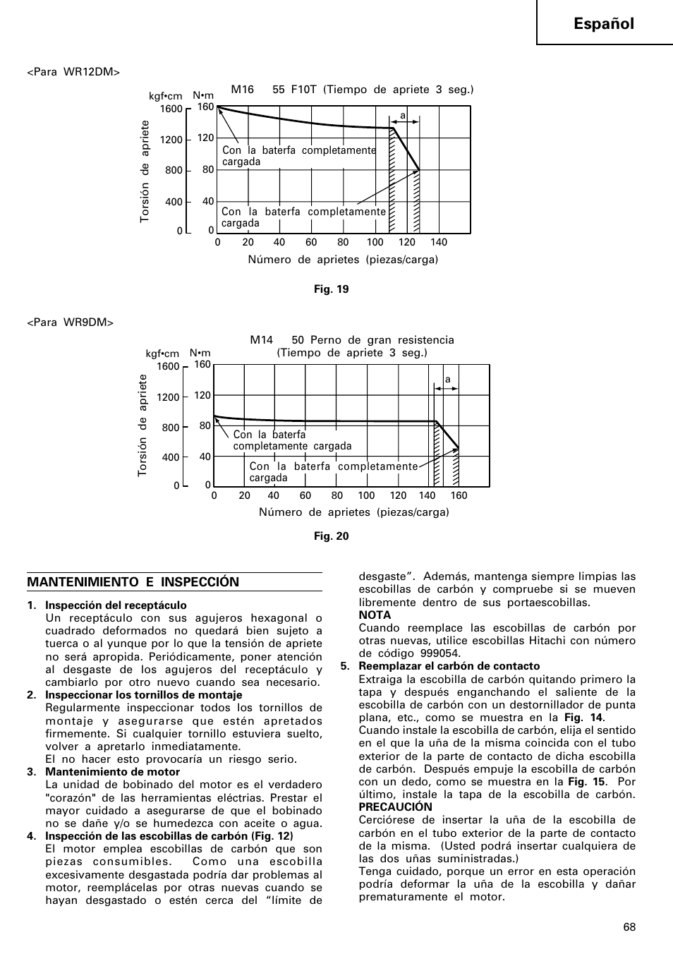 Español | Hitachi WR 12DM User Manual | Page 69 / 98