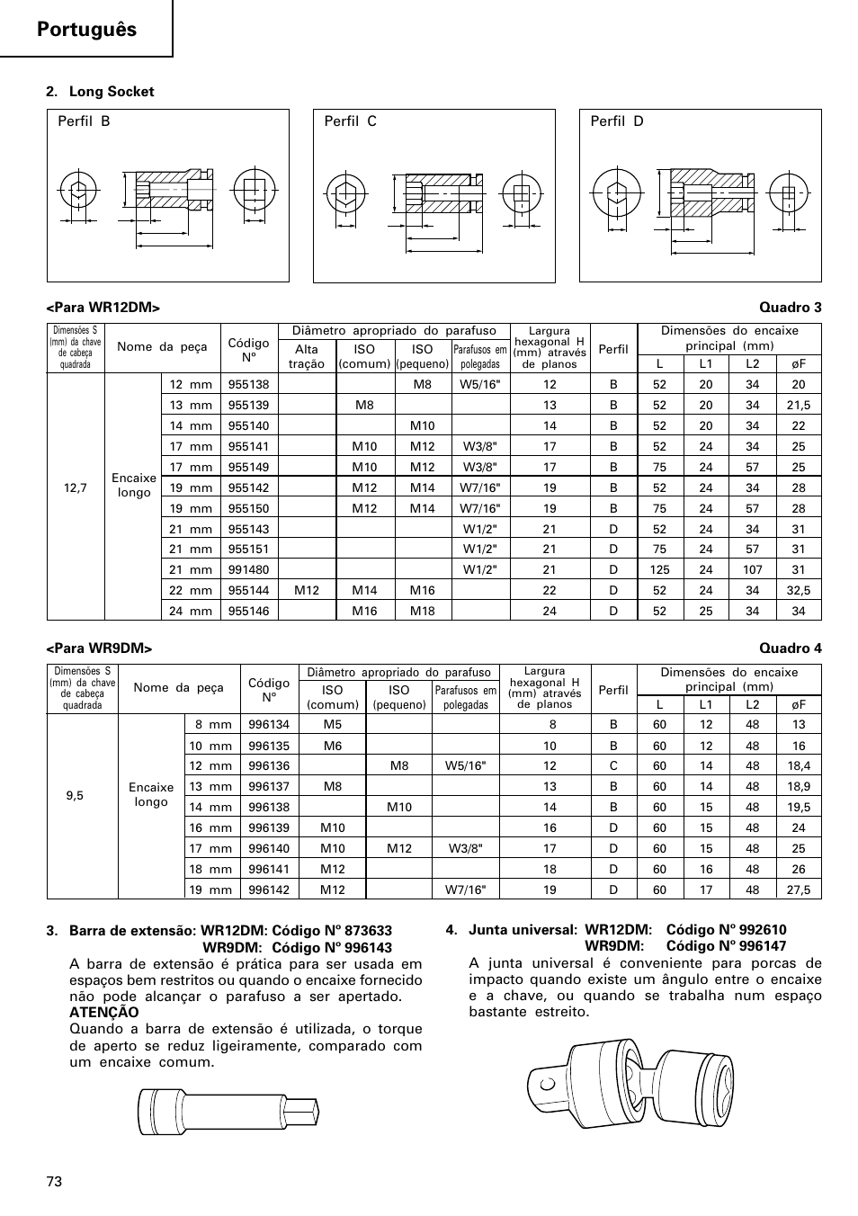 Português | Hitachi WR 12DM User Manual | Page 74 / 98