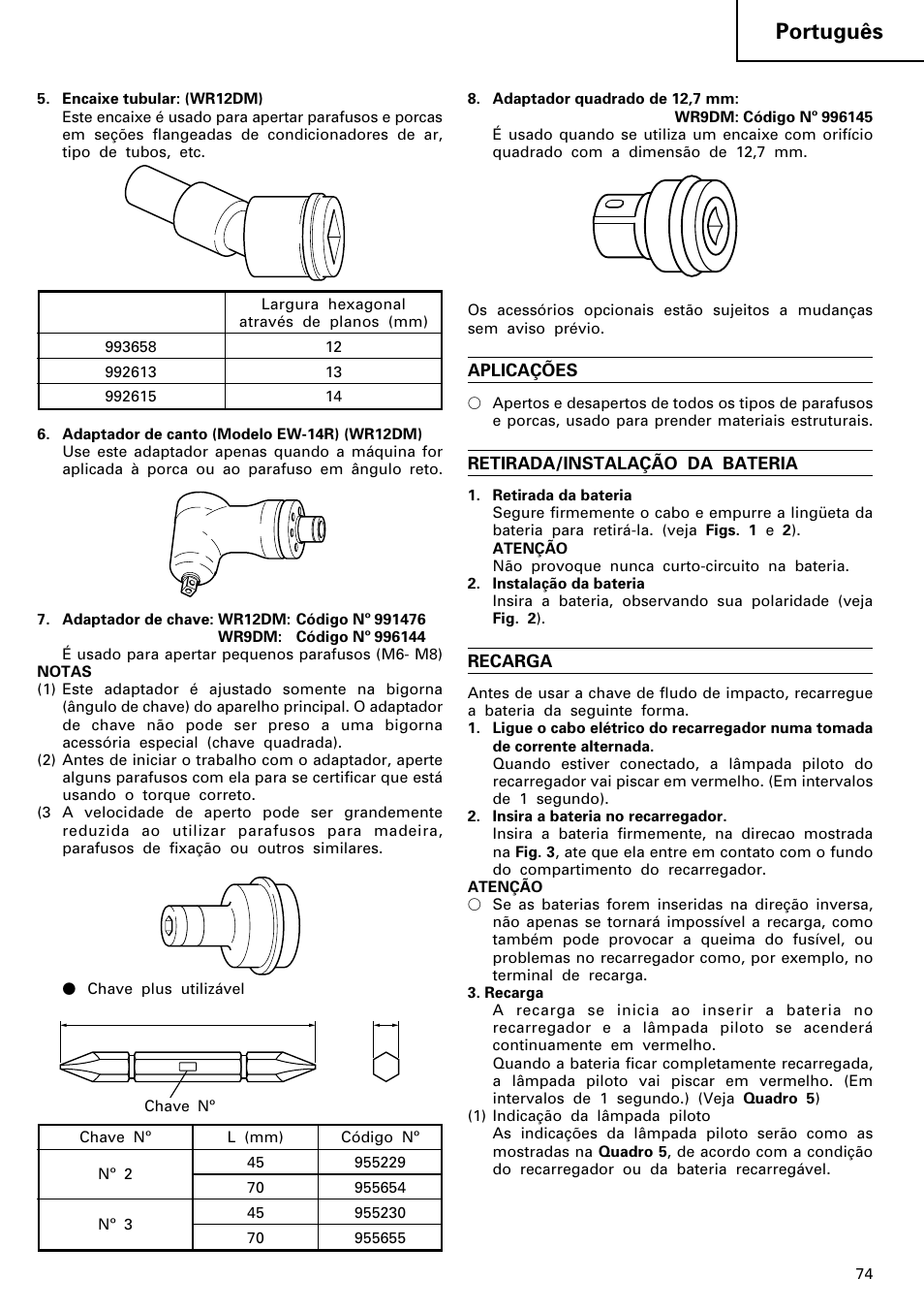 Português | Hitachi WR 12DM User Manual | Page 75 / 98
