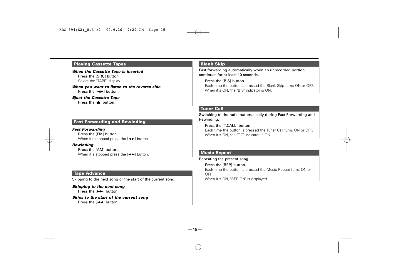 Kenwood KRC-31 User Manual | Page 15 / 122