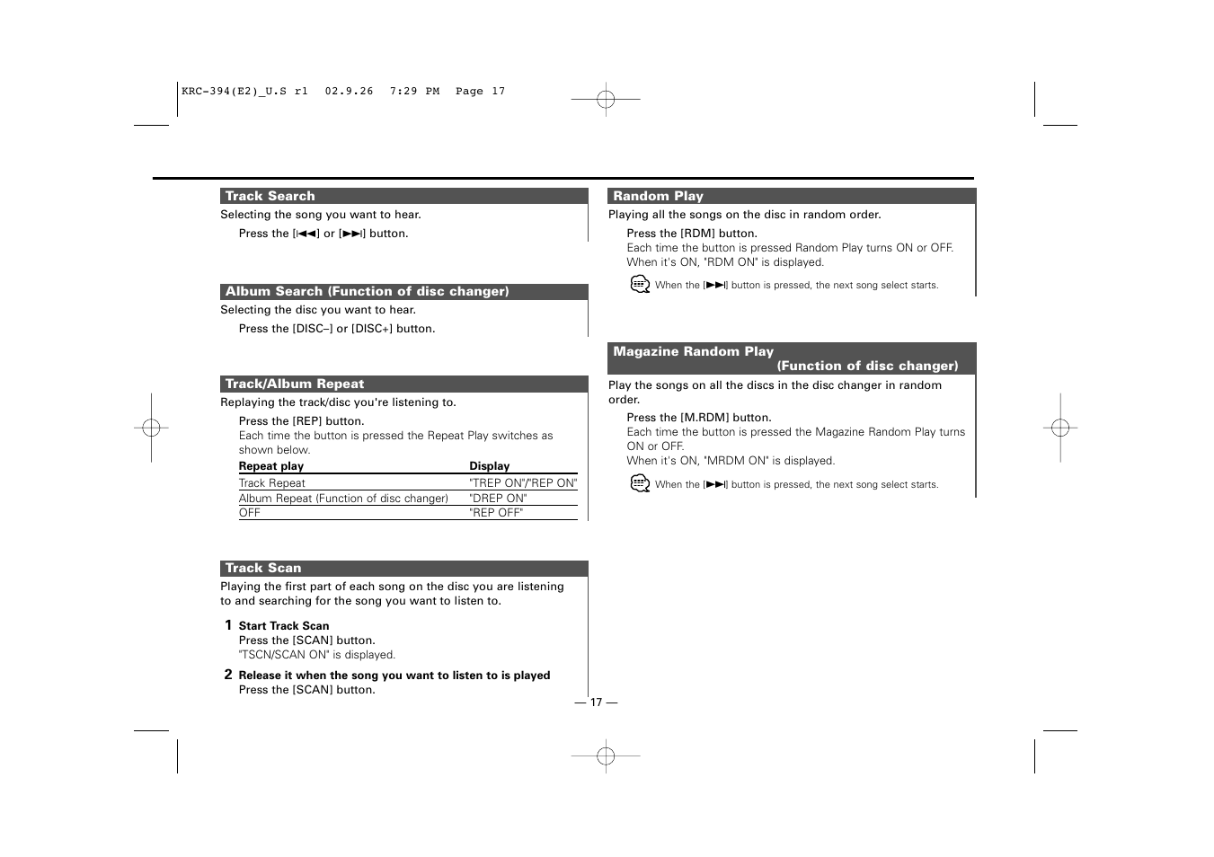 Kenwood KRC-31 User Manual | Page 17 / 122