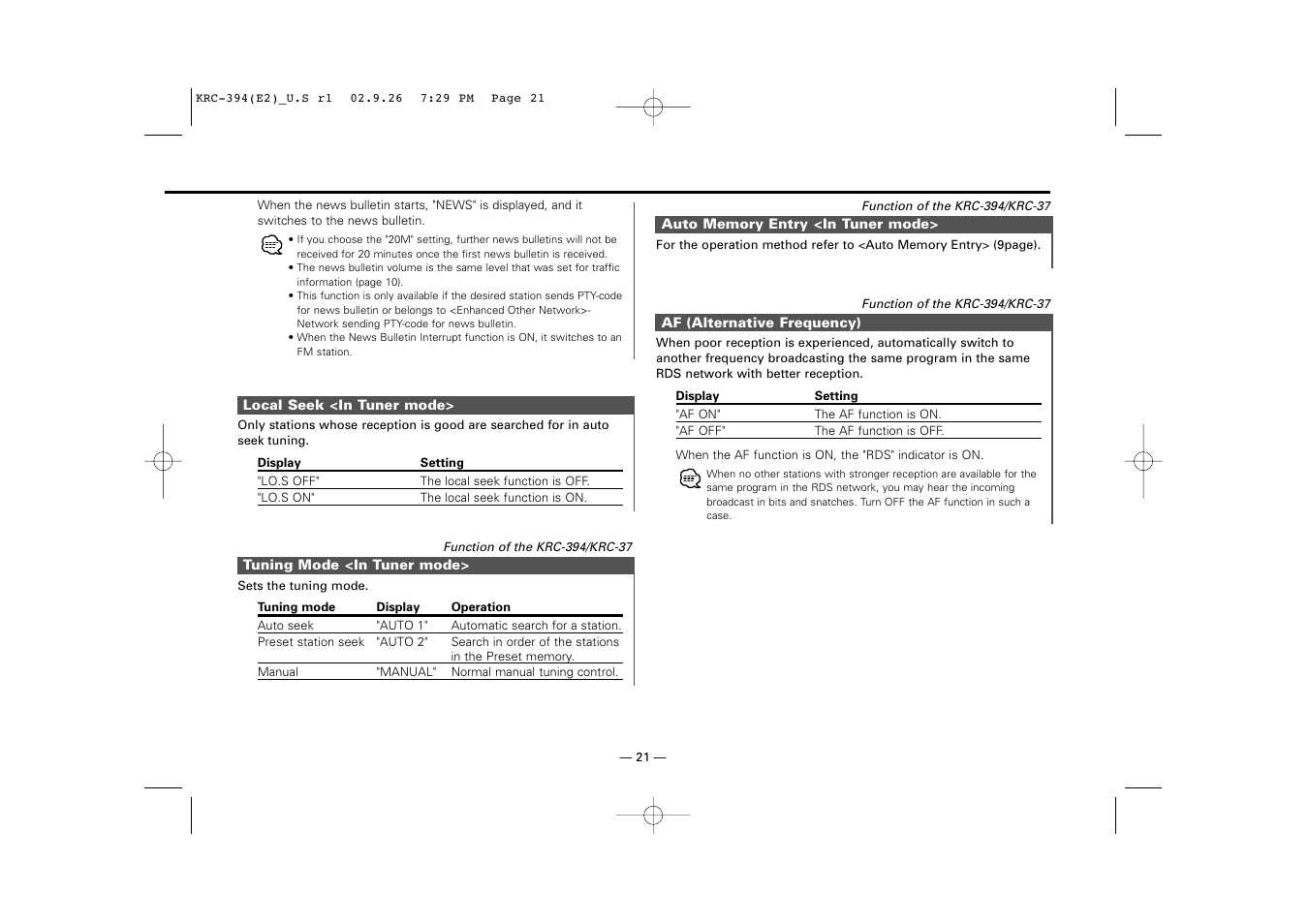 Kenwood KRC-31 User Manual | Page 21 / 122