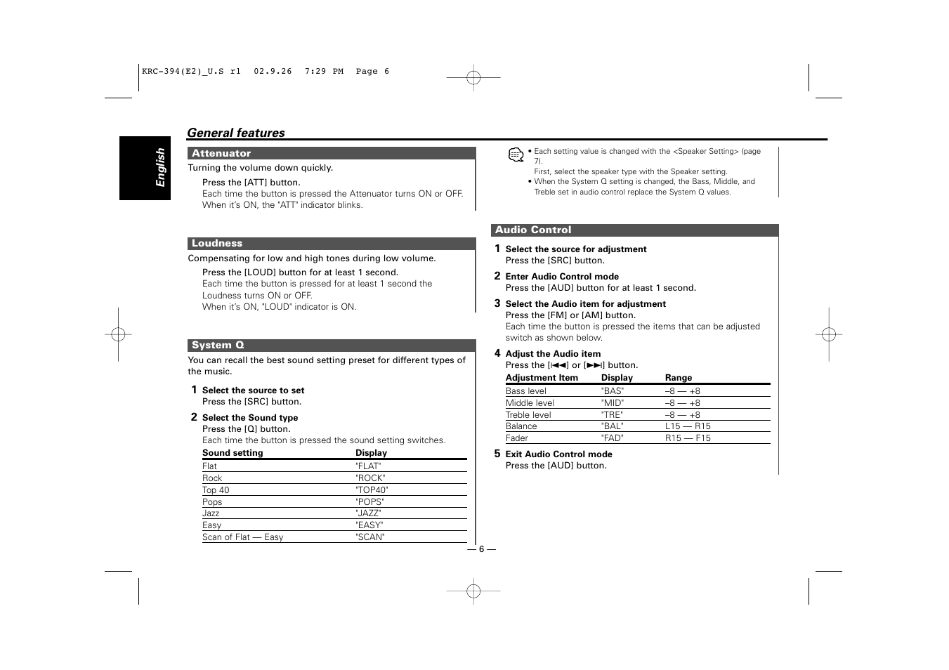 Kenwood KRC-31 User Manual | Page 6 / 122