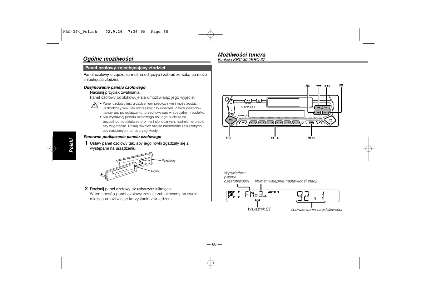 Mo.liwo.ci tunera (krc-394/krc-37) | Kenwood KRC-31 User Manual | Page 68 / 122