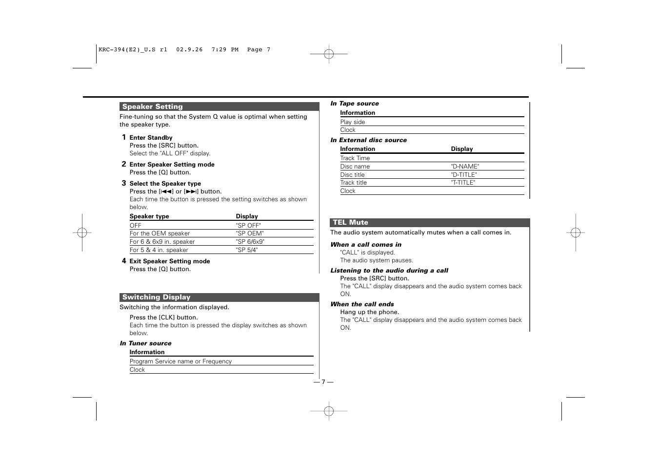 Kenwood KRC-31 User Manual | Page 7 / 122