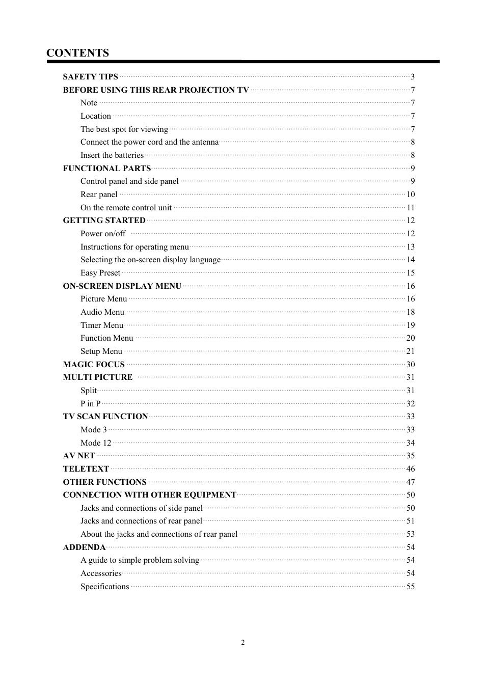 Hitachi C43-FD7000 User Manual | Page 2 / 56