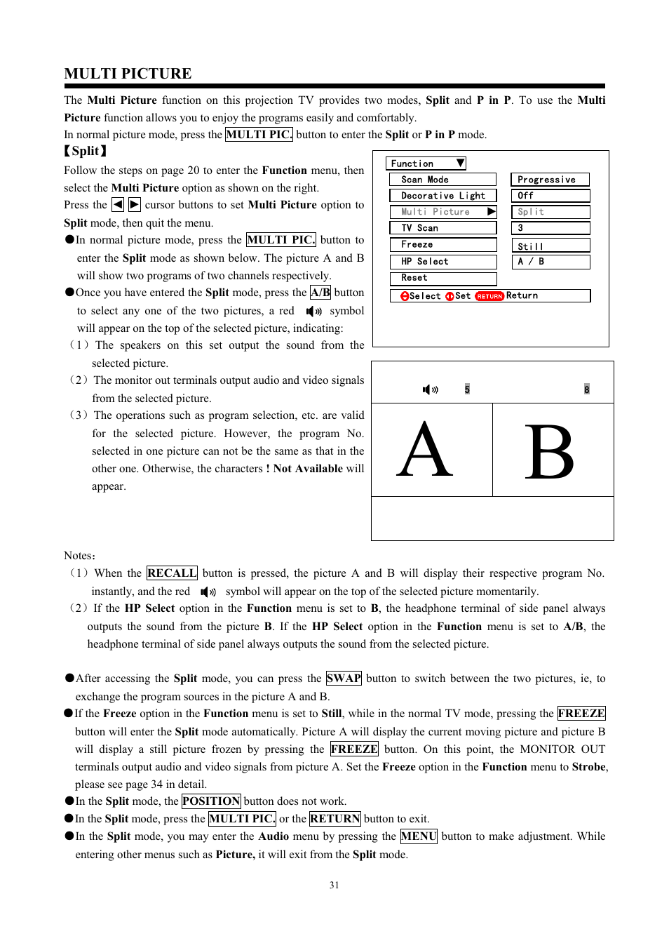 Multi picture | Hitachi C43-FD7000 User Manual | Page 31 / 56