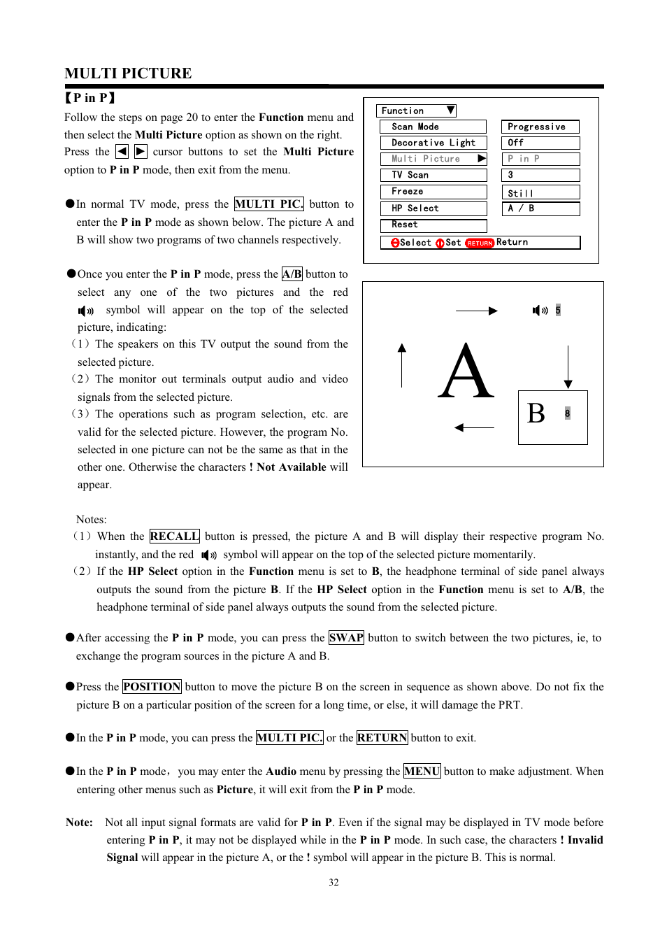 Multi picture | Hitachi C43-FD7000 User Manual | Page 32 / 56