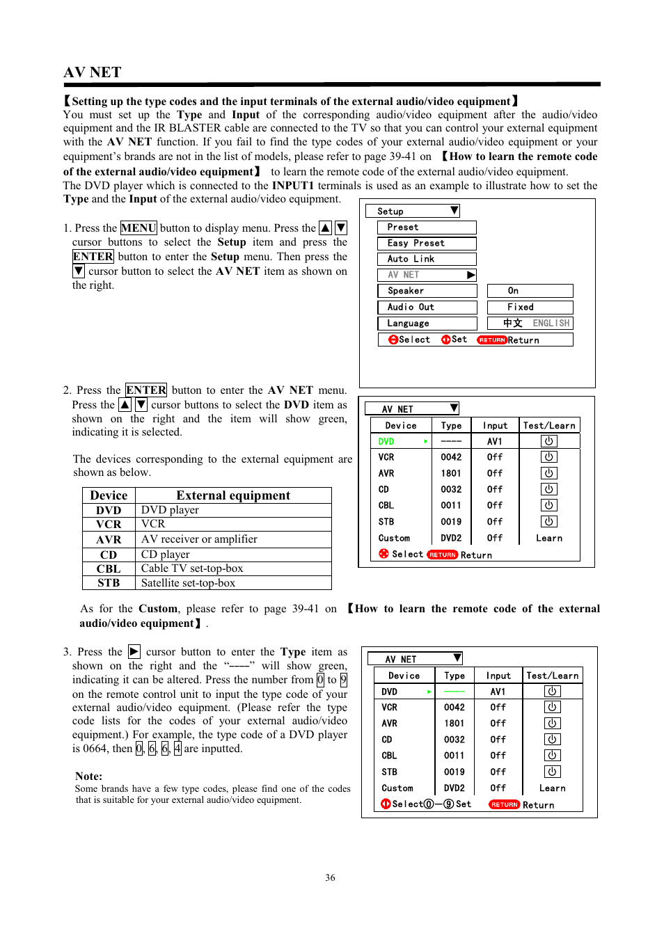 Av net, Device external equipment | Hitachi C43-FD7000 User Manual | Page 36 / 56