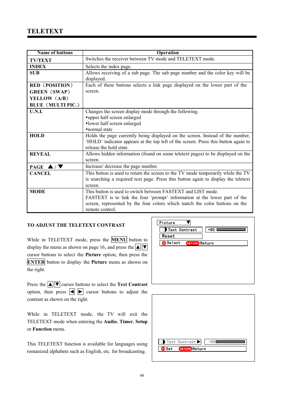 Teletext | Hitachi C43-FD7000 User Manual | Page 46 / 56