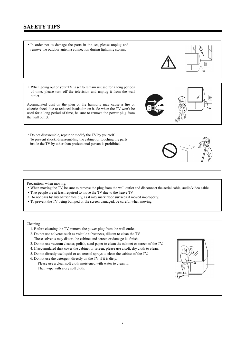 Safety tips | Hitachi C43-FD7000 User Manual | Page 5 / 56