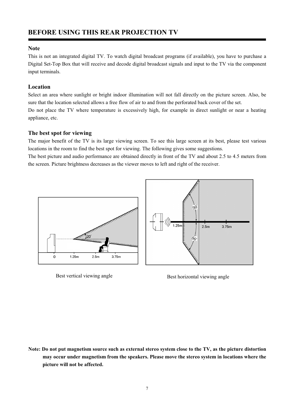 Before using this rear projection tv | Hitachi C43-FD7000 User Manual | Page 7 / 56