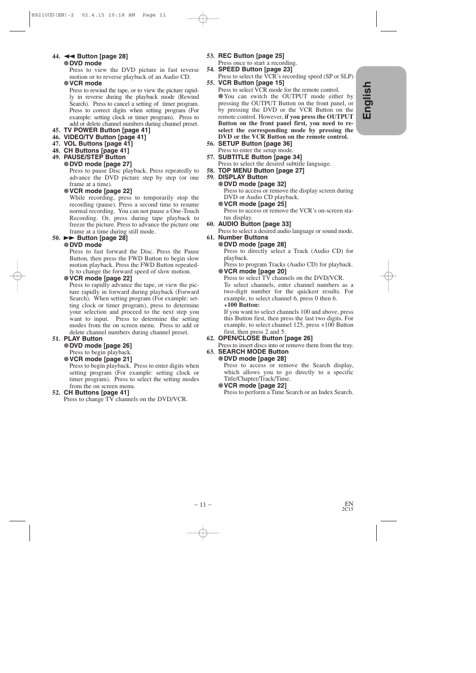 English | Hitachi DV-PF2U User Manual | Page 11 / 140