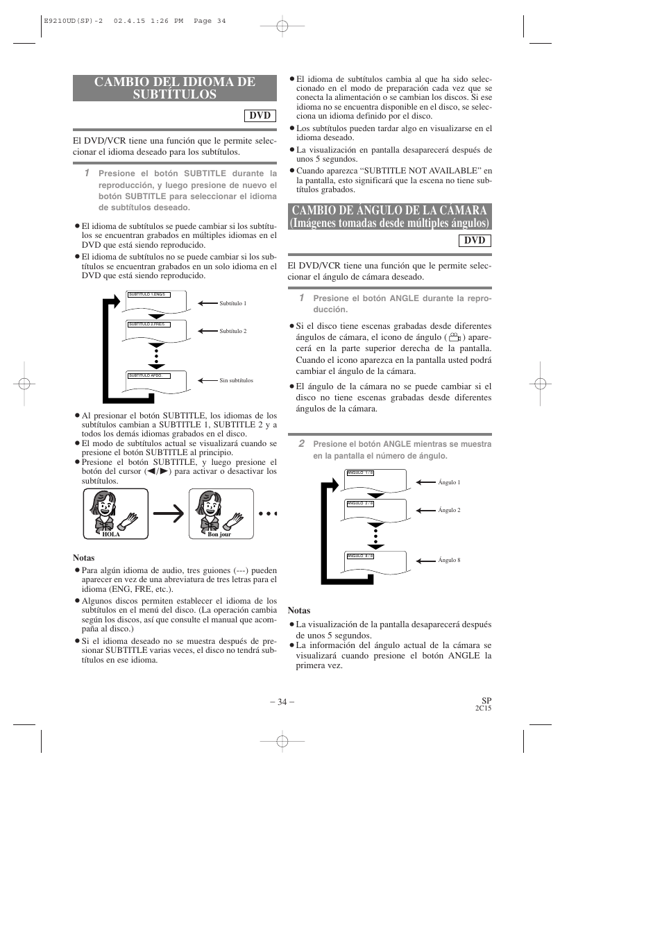 Cambio del idioma de subtítulos | Hitachi DV-PF2U User Manual | Page 126 / 140