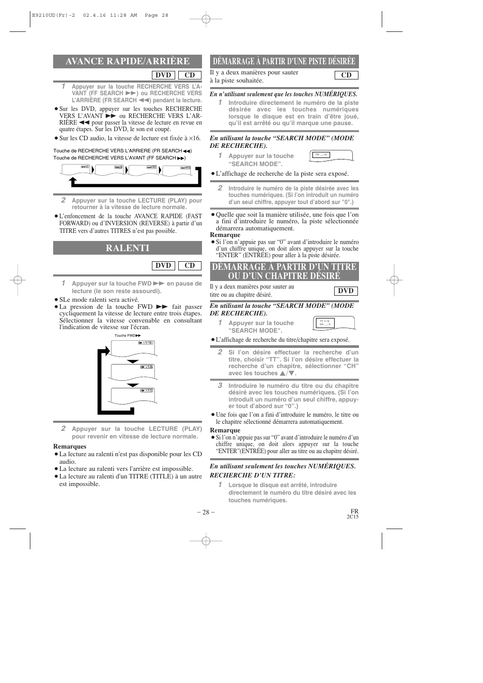 Avance rapide/arrière, Ralenti | Hitachi DV-PF2U User Manual | Page 74 / 140