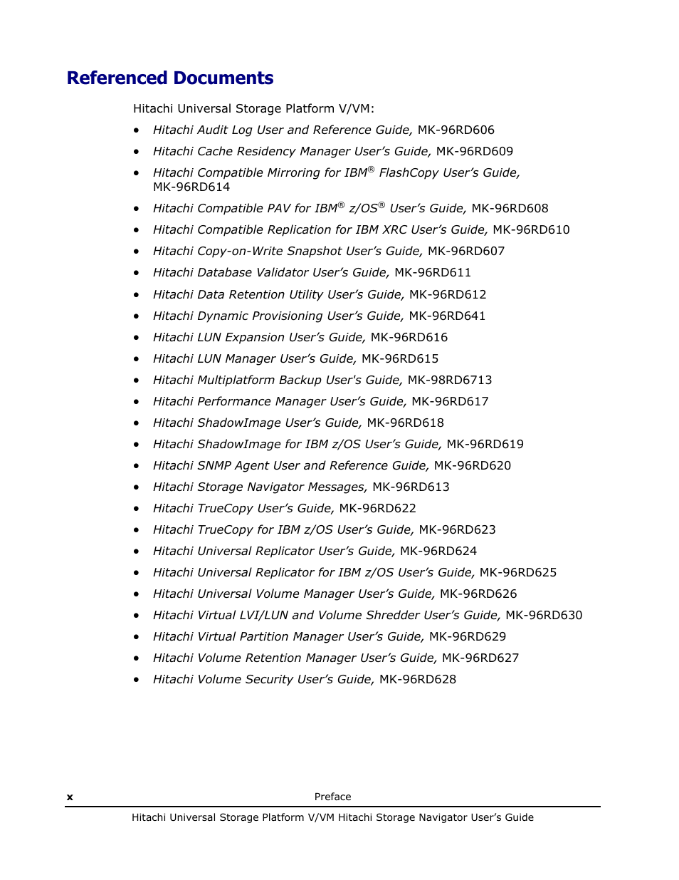 Referenced documents | Hitachi MK-96RD621-08 User Manual | Page 10 / 188