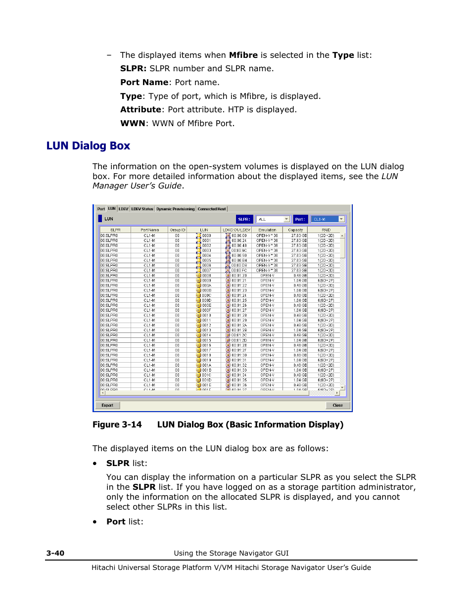 Lun dialog box, Lun dialog box -40 | Hitachi MK-96RD621-08 User Manual | Page 106 / 188