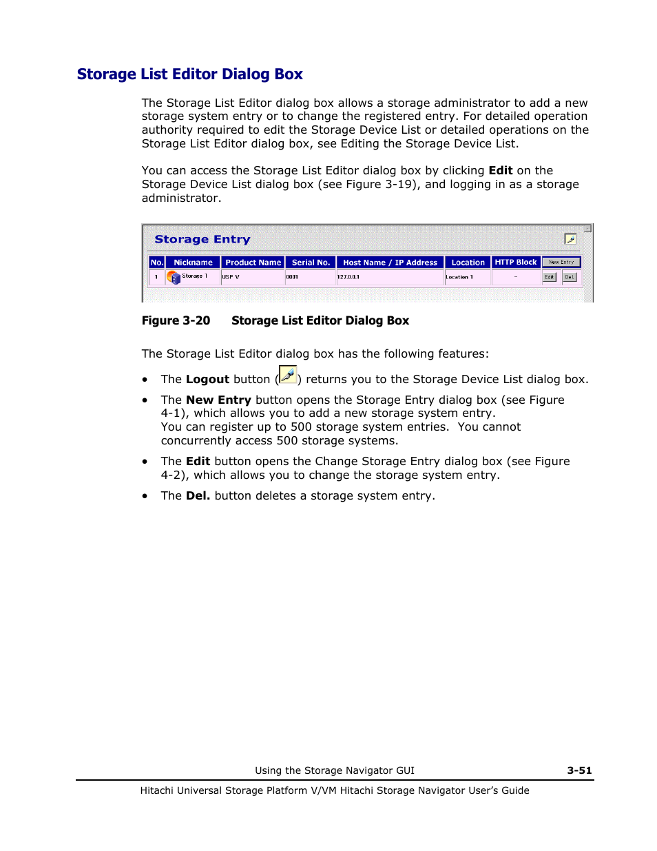 Storage list editor dialog box, Storage list editor dialog box -51 | Hitachi MK-96RD621-08 User Manual | Page 117 / 188