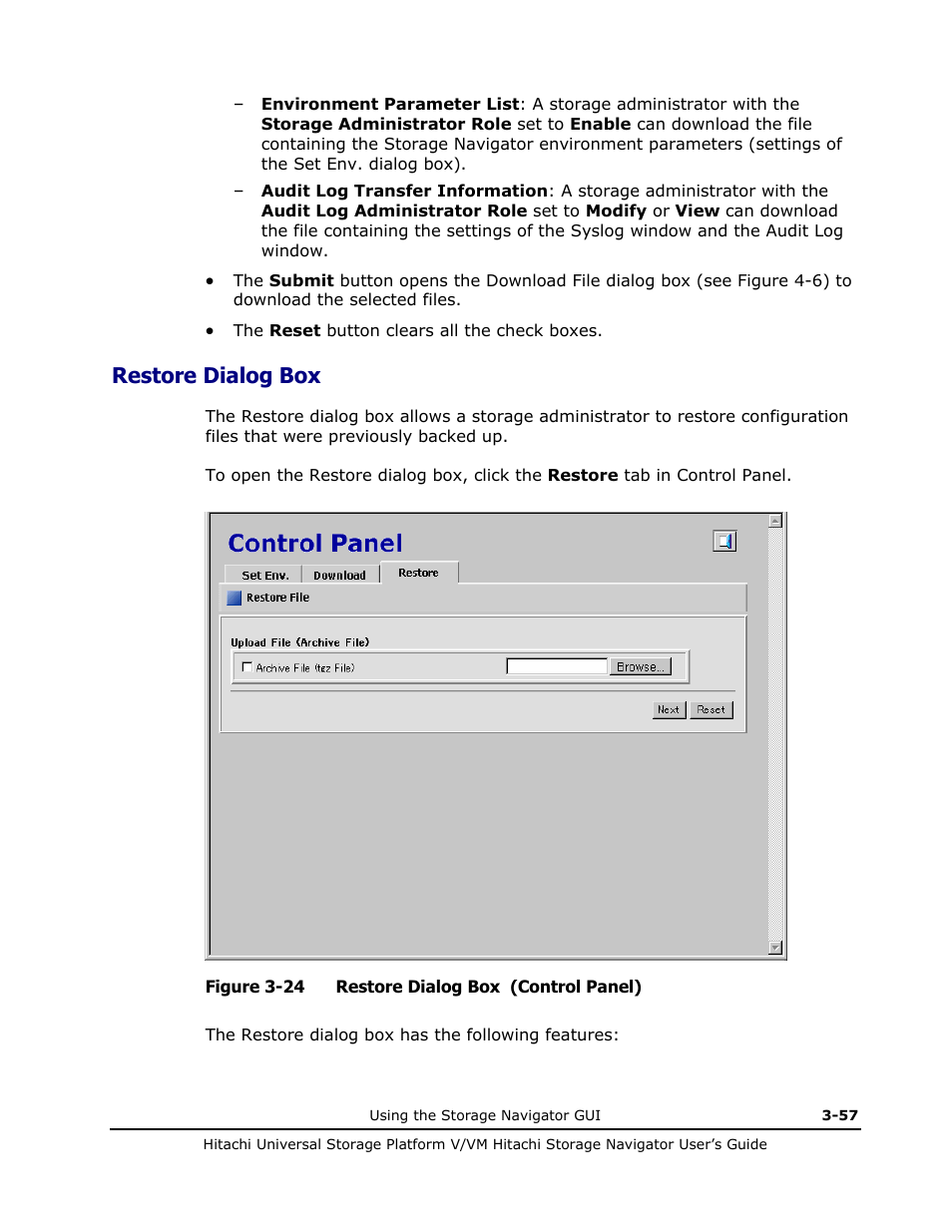 Restore dialog box, Restore dialog box -57, Restore dialog box) | Hitachi MK-96RD621-08 User Manual | Page 123 / 188