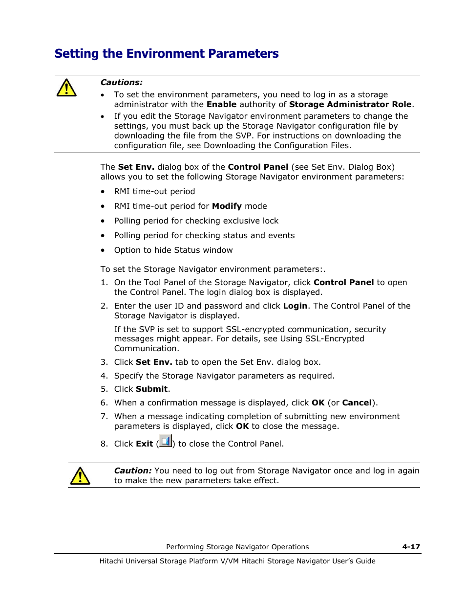 Setting the environment parameters, Setting the environment parameters -17 | Hitachi MK-96RD621-08 User Manual | Page 141 / 188