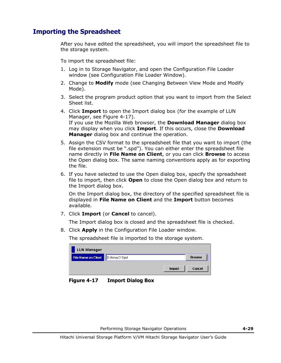 Importing the spreadsheet, Importing the spreadsheet -29 | Hitachi MK-96RD621-08 User Manual | Page 153 / 188