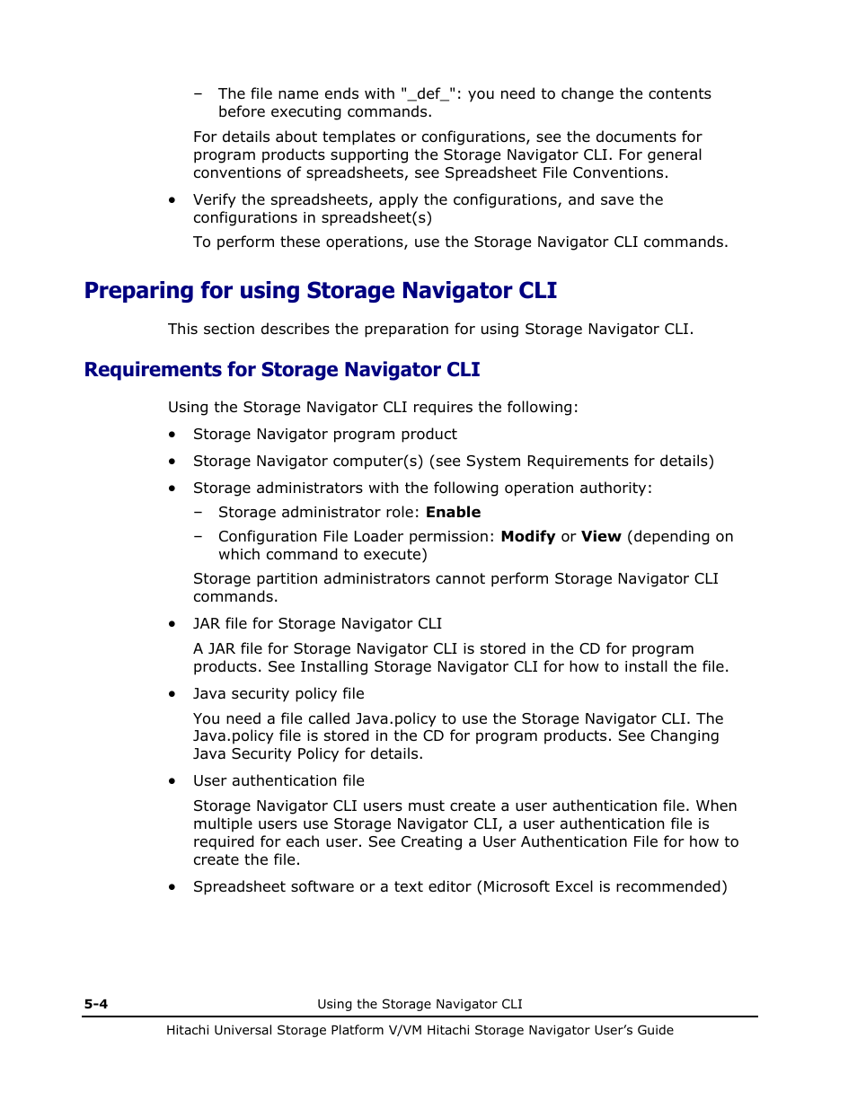 Preparing for using storage navigator cli, Requirements for storage navigator cli, Preparing for using storage navigator cli -4 | Requirements for storage navigator cli -4 | Hitachi MK-96RD621-08 User Manual | Page 158 / 188