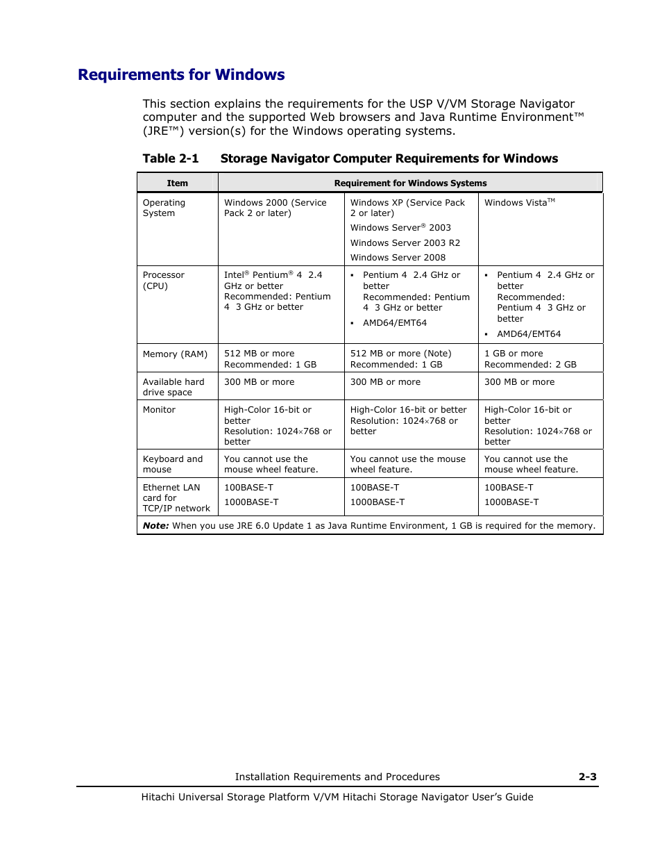 Requirements for windows, Requirements for windows -3 | Hitachi MK-96RD621-08 User Manual | Page 31 / 188