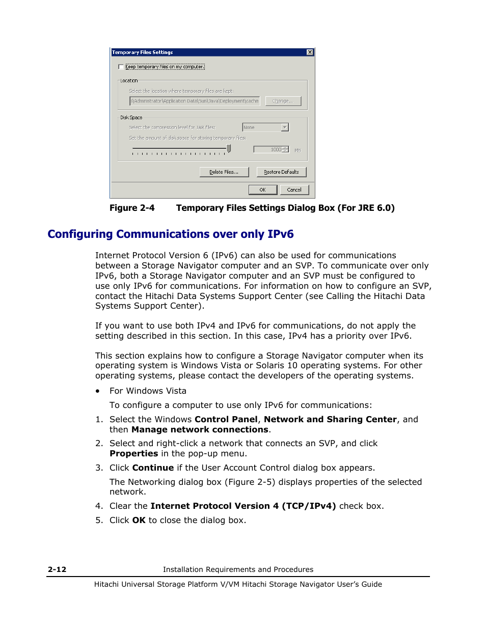 Configuring communications over only ipv6, Configuring communications over only ipv6 -12 | Hitachi MK-96RD621-08 User Manual | Page 40 / 188