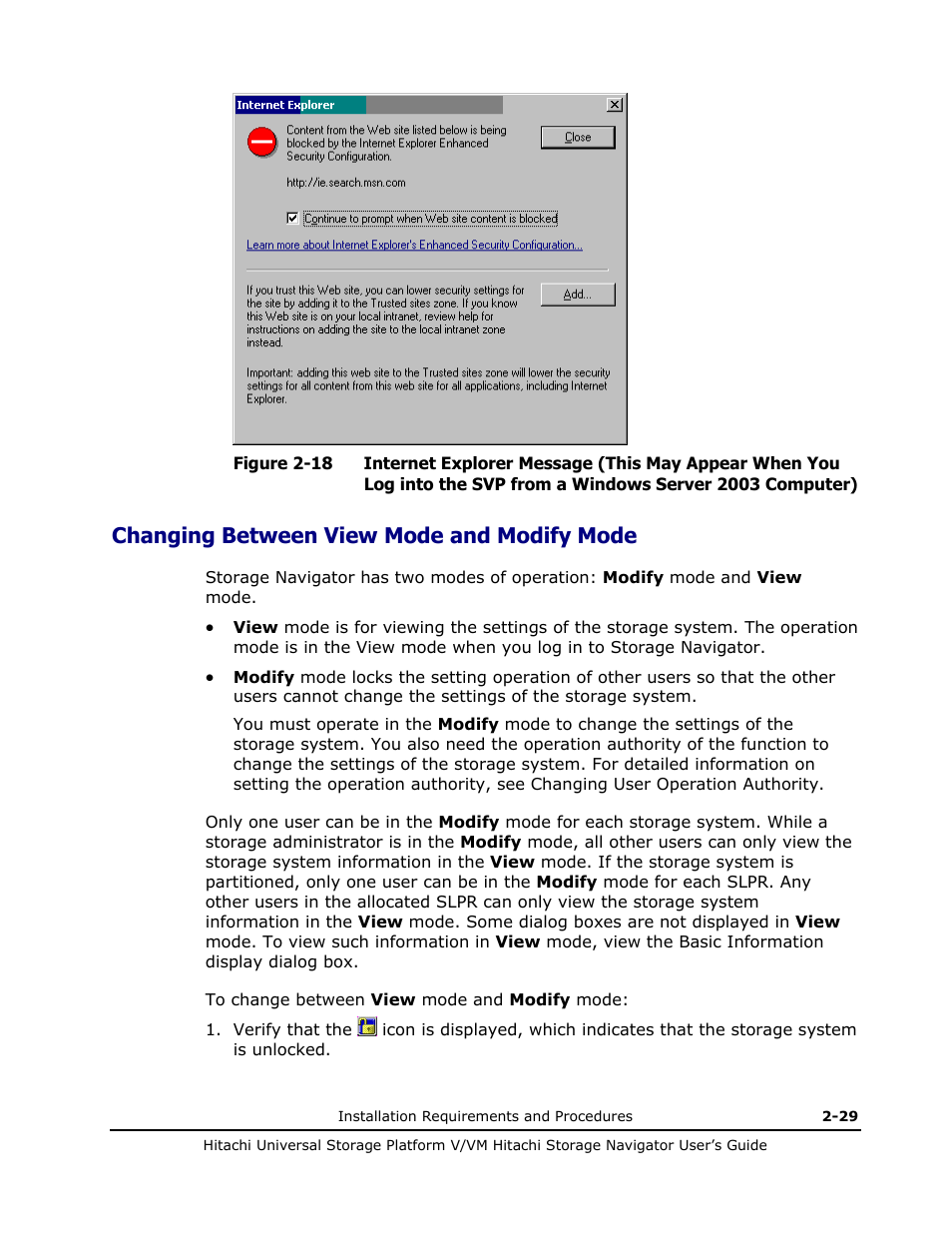 Changing between view mode and modify mode, Changing between view mode and modify mode -29, Figure 2-18 may appear. if thi | Hitachi MK-96RD621-08 User Manual | Page 57 / 188