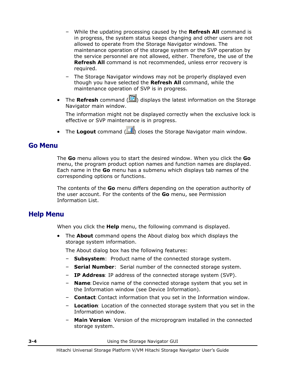 Go menu, Help menu, Go menu -4 | Help menu -4, Go menu), Help menu) | Hitachi MK-96RD621-08 User Manual | Page 70 / 188