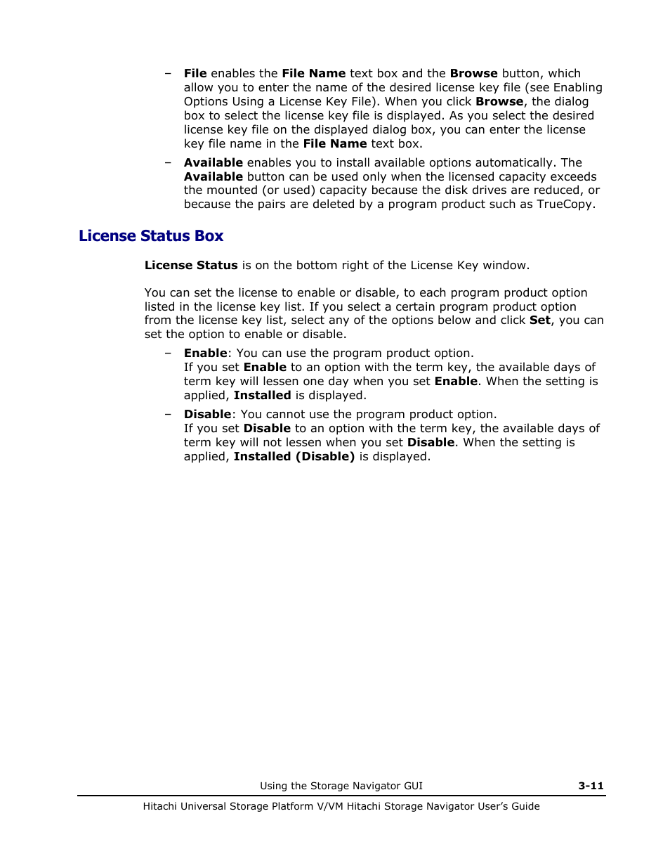 License status box, License status box -11 | Hitachi MK-96RD621-08 User Manual | Page 77 / 188