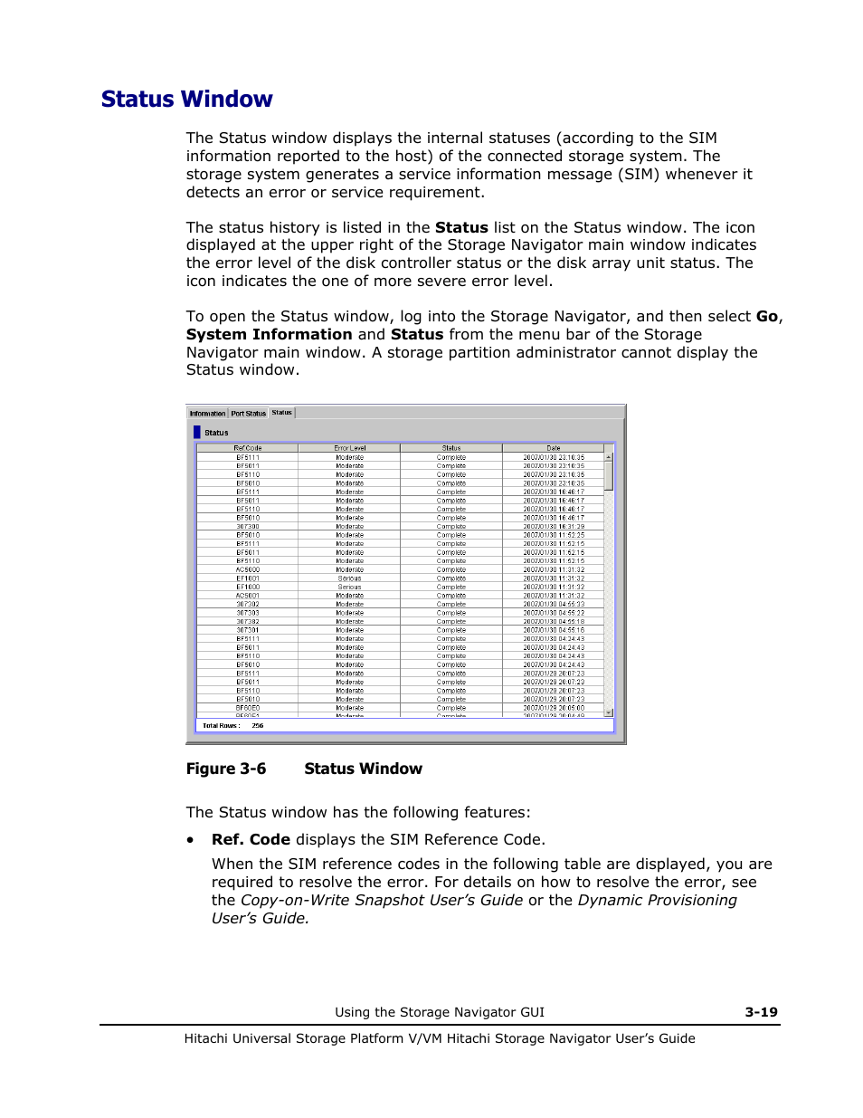 Status window, Status window -19, Status | Window) | Hitachi MK-96RD621-08 User Manual | Page 85 / 188