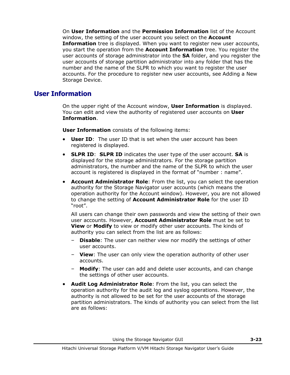 User information, User information -23 | Hitachi MK-96RD621-08 User Manual | Page 89 / 188