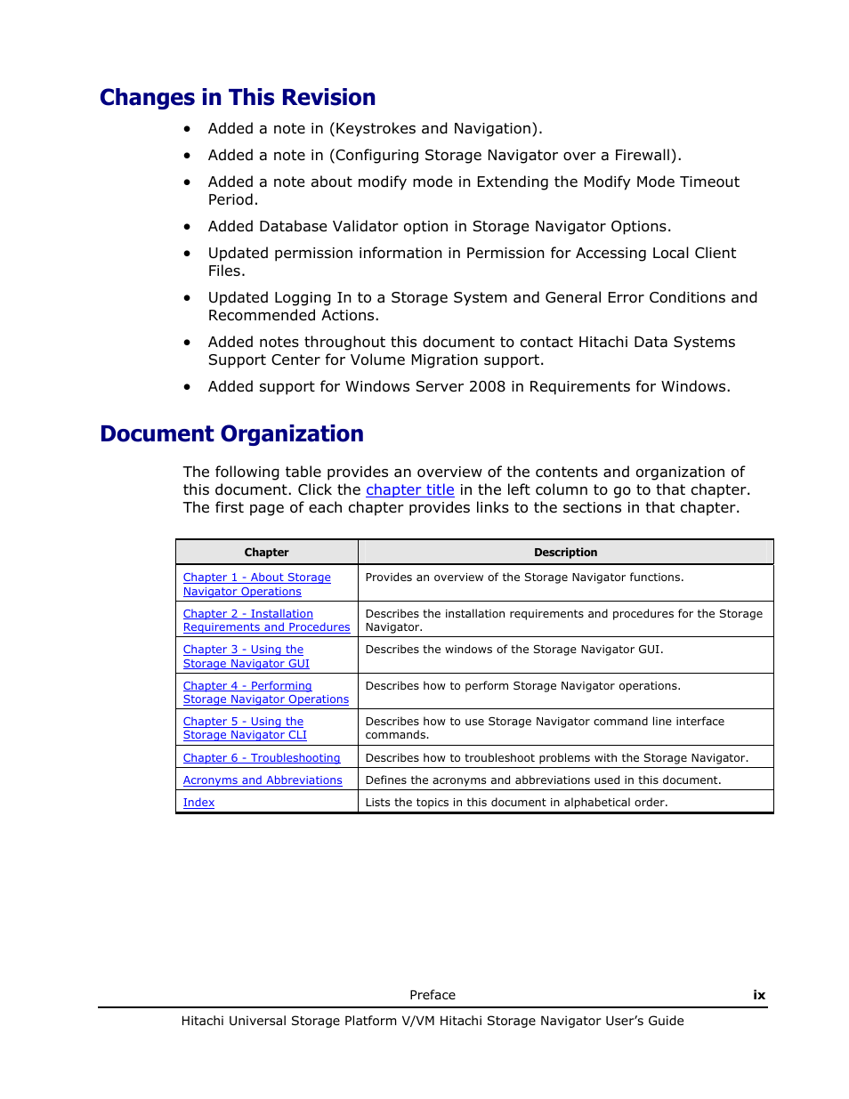 Document organization, Changes in this revision | Hitachi MK-96RD621-08 User Manual | Page 9 / 188