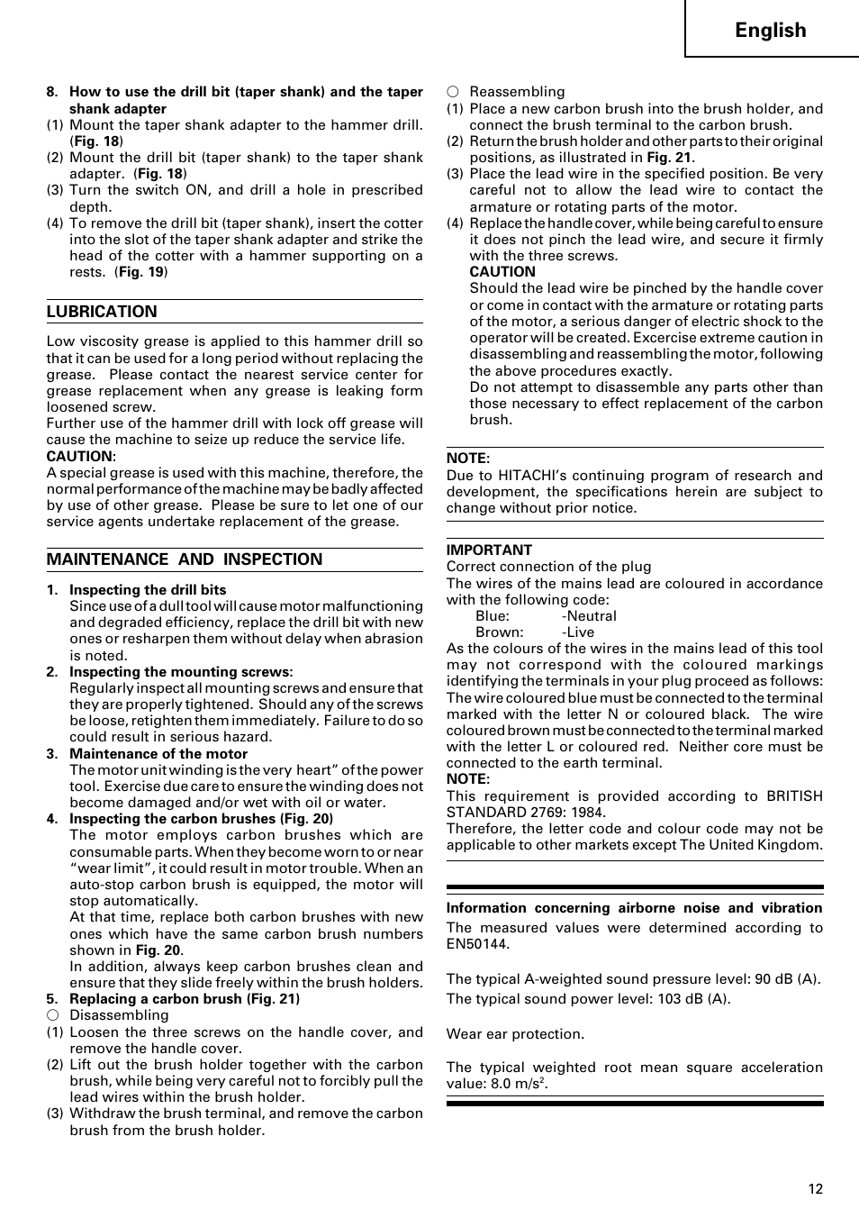 English | Hitachi 24PD User Manual | Page 13 / 58