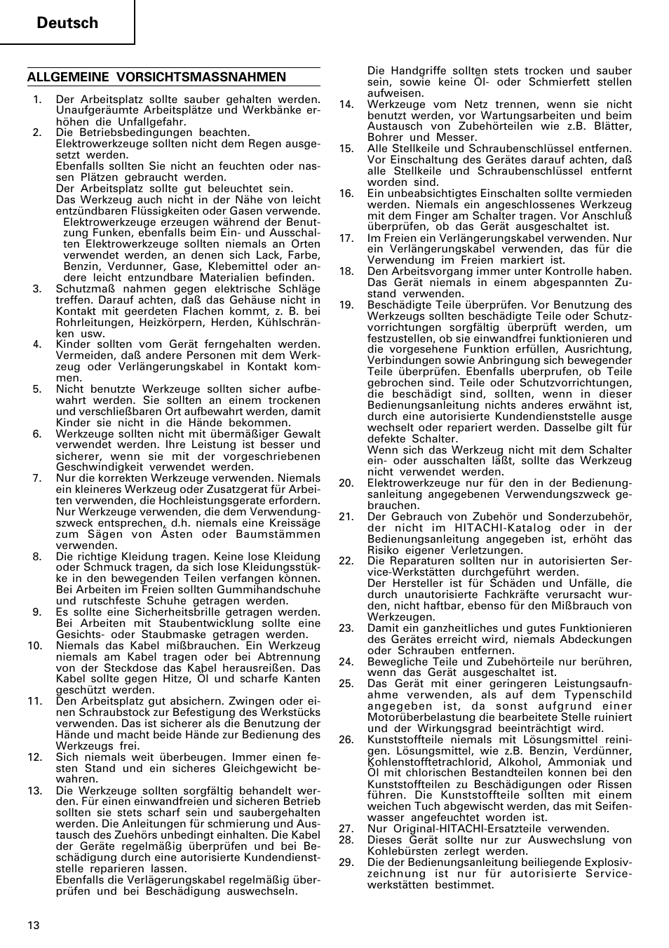 Deutsch | Hitachi 24PD User Manual | Page 14 / 58