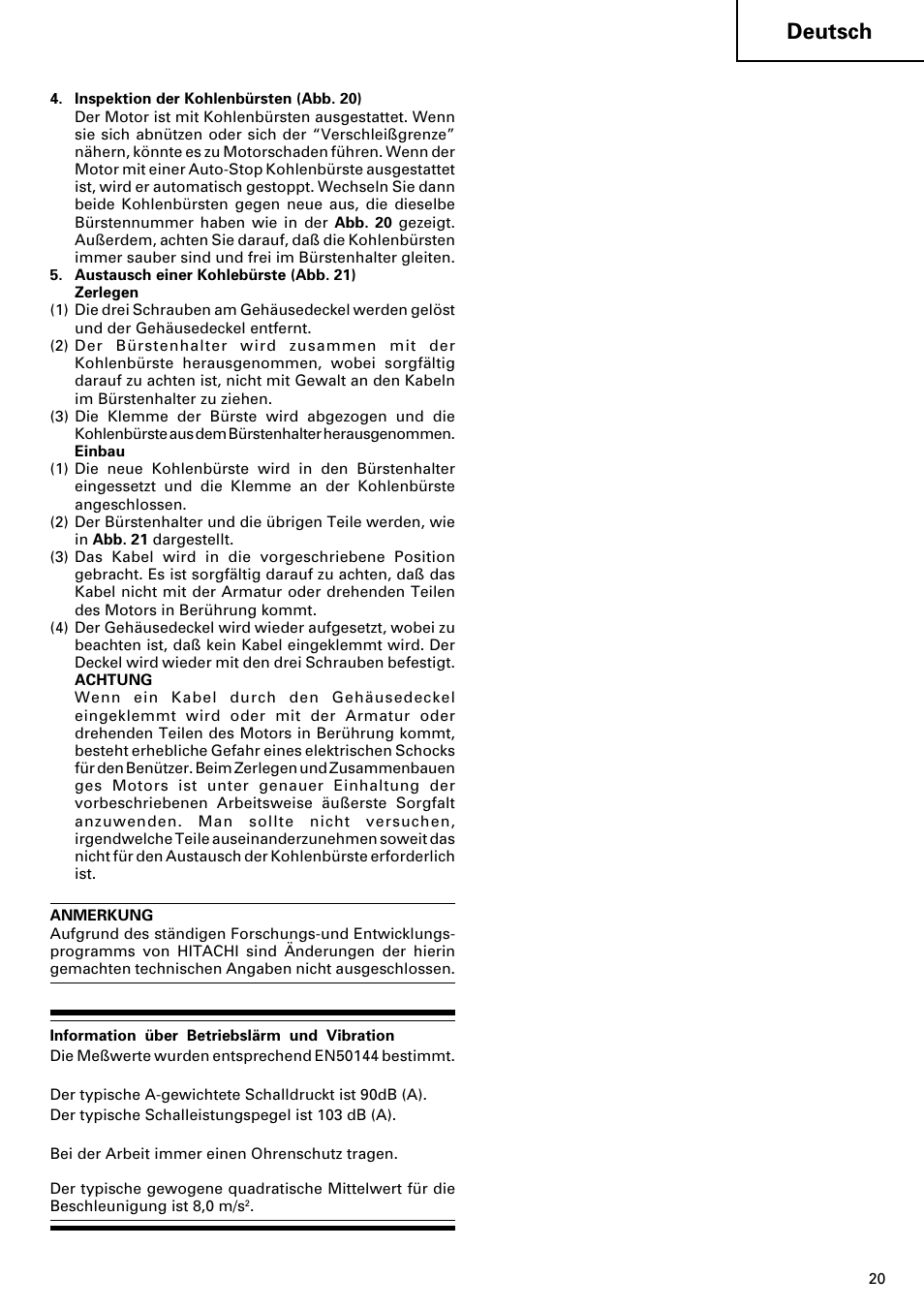 Deutsch | Hitachi 24PD User Manual | Page 21 / 58